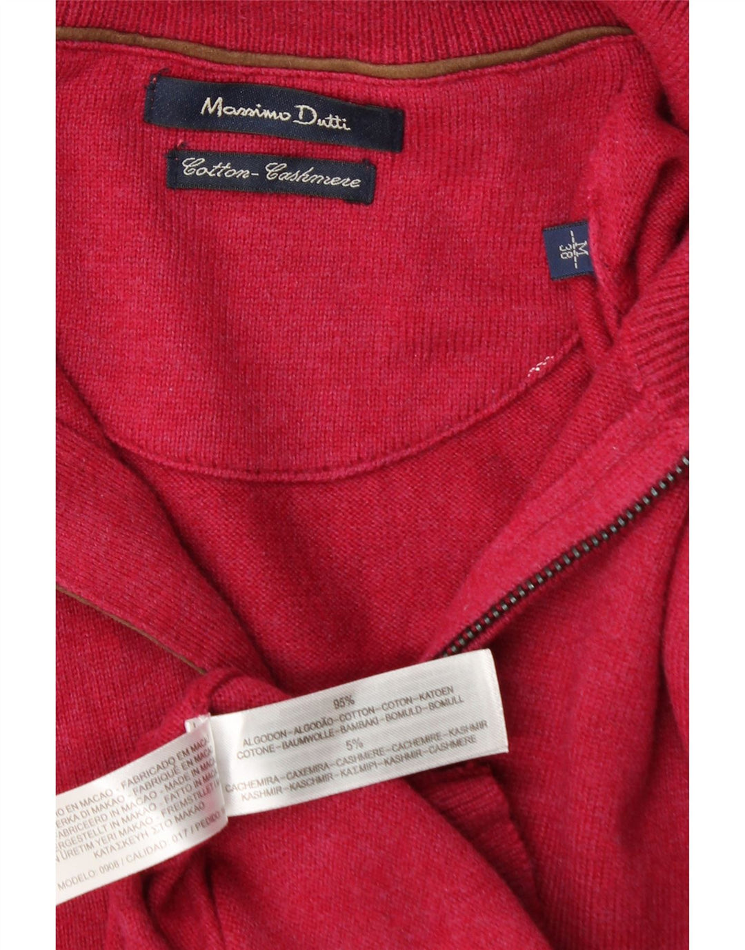 Jersey Massimo Dutti Hombre con Cremallera y Cuello Alto Algodón Rosa Medio
