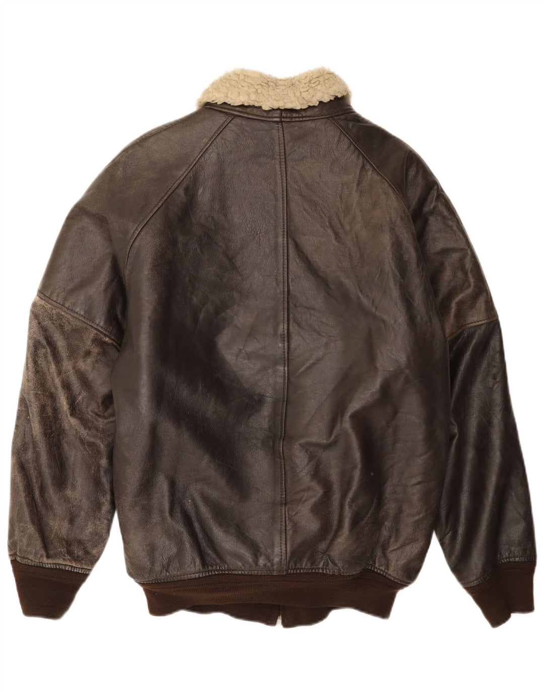 Chaqueta Sherpa de cuero vintage para hombre IT 52 XL Marrón