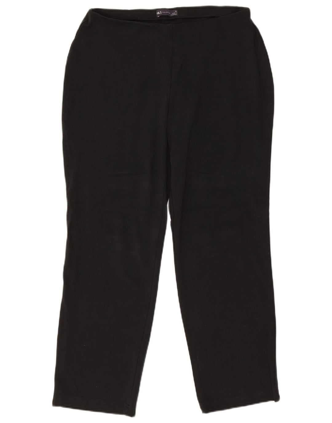 MARKS & SPENCER Pantalones casuales rectos para mujer UK 12 Medium W32 L27 Negro