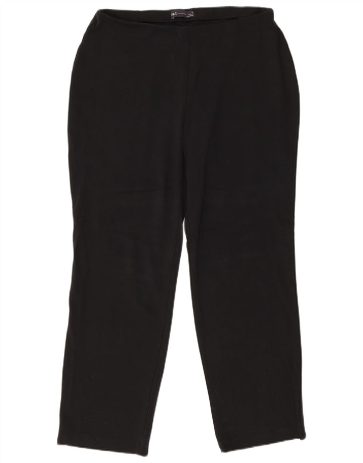 MARKS & SPENCER Pantalones casuales rectos para mujer UK 12 Medium W32 L27 Negro