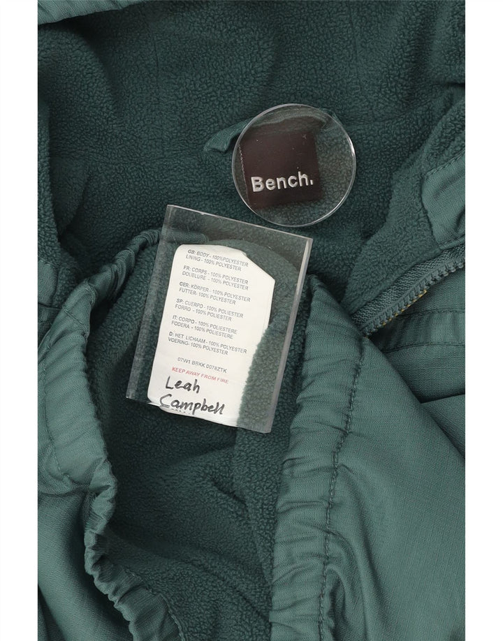 BENCH Boys Hooded Graphic Anorak Jacket 10-11 Years Green Polyester Vintage Bench and Second-Hand Bench from Messina Hembry 