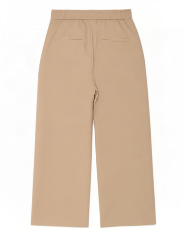 Zara Mujer Pantalones Chinos De Pierna Ancha De Cintura Alta Pequeño W26 L25 Beige