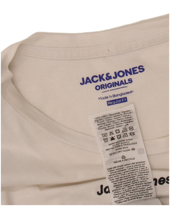 JACK & JONES Hombre Originals Camiseta Top Small Blanco Colorblock Algodón