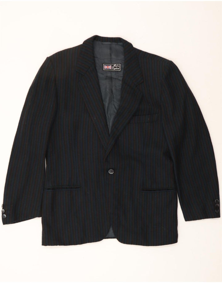 VINTAGE Mens 1 Button Blazer Jacket UK 38 Medium Navy Blue Striped Vintage Vintage and Second-Hand Vintage from Messina Hembry 