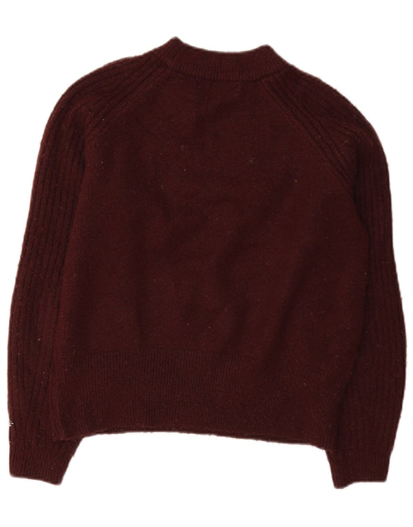 Marks & Spencer Suéter Corto con Cuello Redondo para Mujer UK 10 Small Borgoña