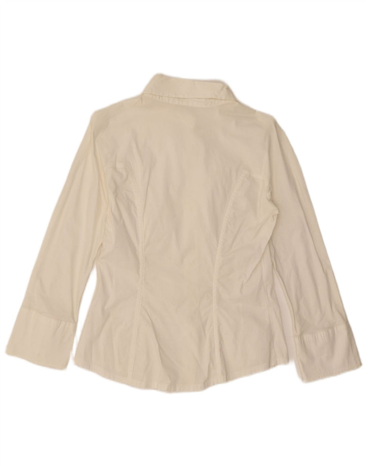Camisa Benetton Mujer ES 40 Pequeña Algodón Blanco