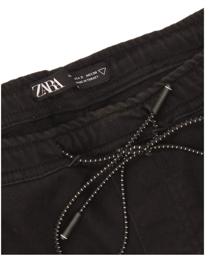 Zara Mujer Pantalones De Chándal Cargo UK 8 Small Negro