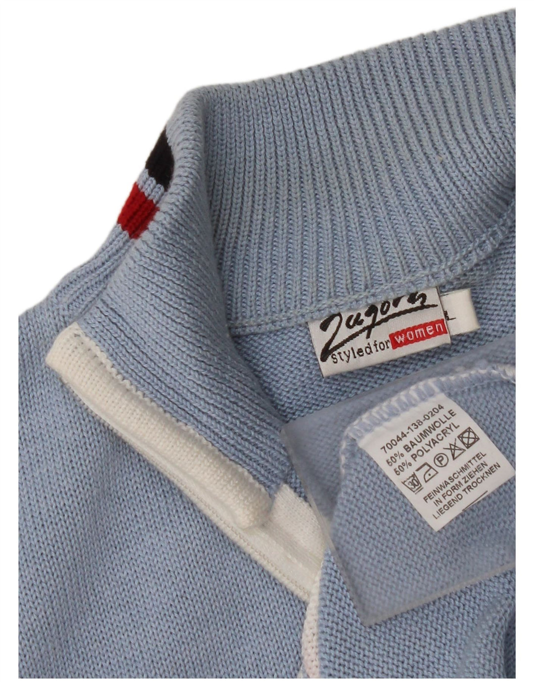 VINTAGE suéter cárdigan sin mangas para mujer Reino Unido 16 bloque de color azul grande