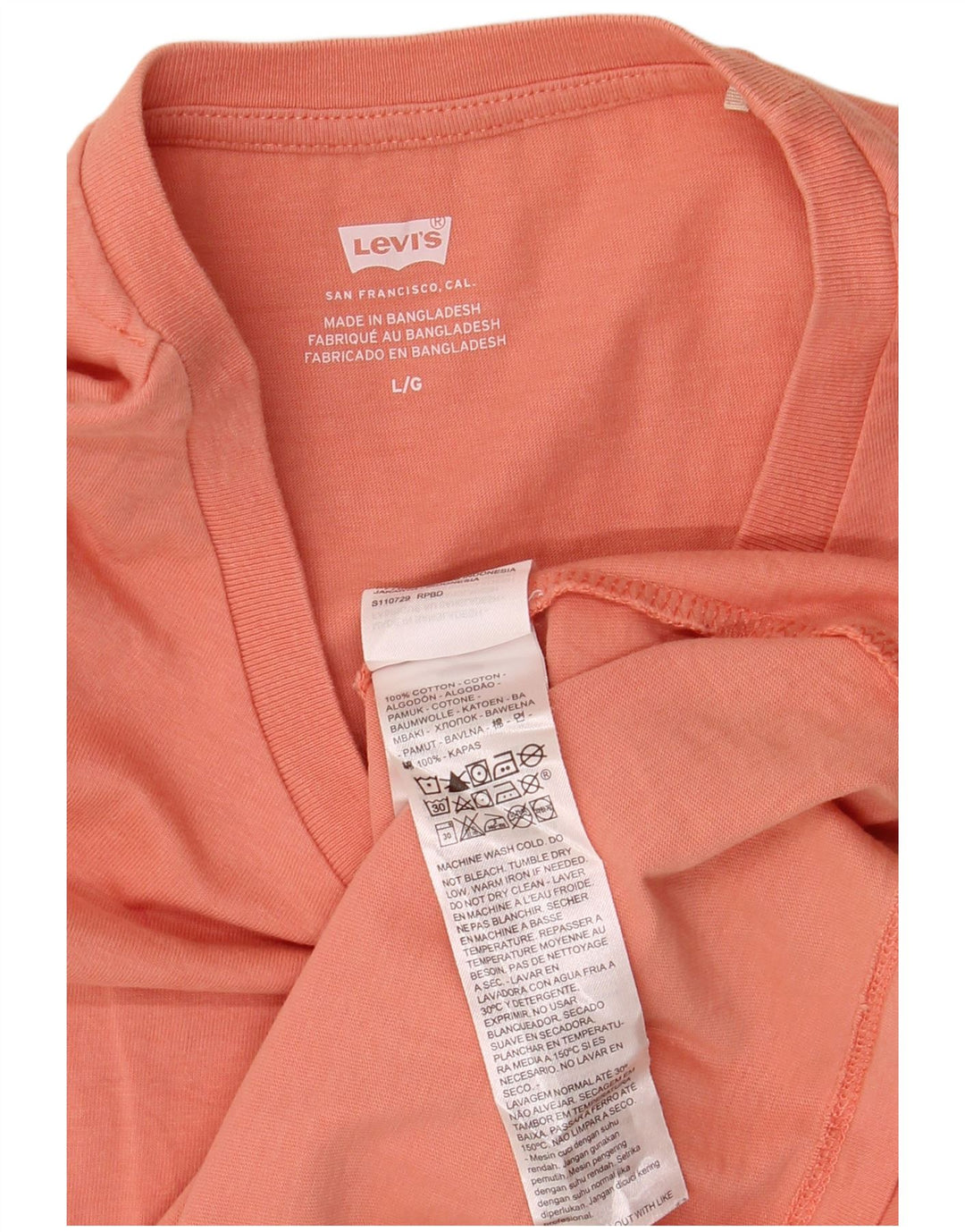 LEVI'S Camiseta gráfica para mujer Top UK 46 Grande Algodón naranja