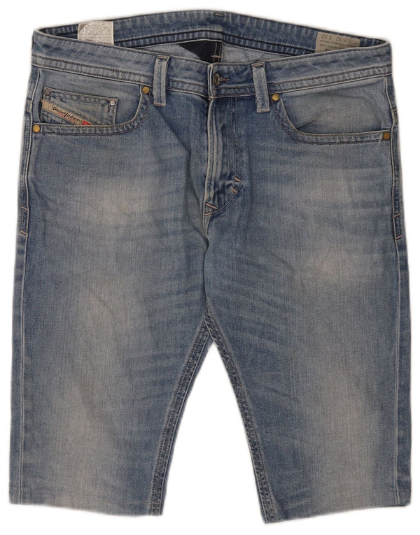 Diesel Hombre Thavar Slim Skinny Denim Shorts W32 Algodón Azul Medio