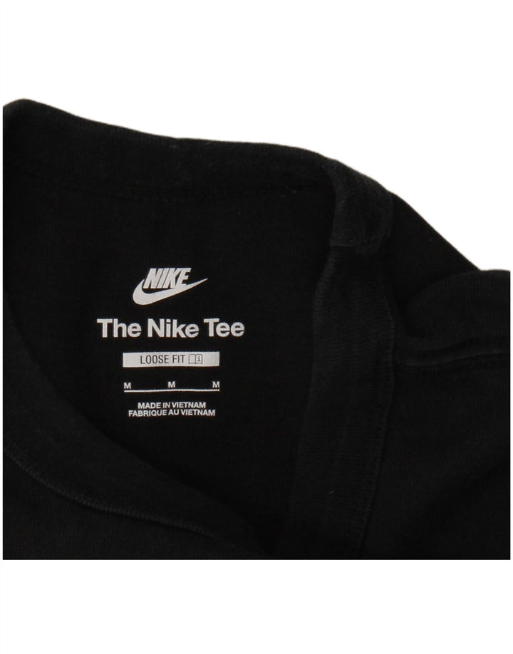NIKE Camiseta holgada para hombre Top mediano de algodón negro