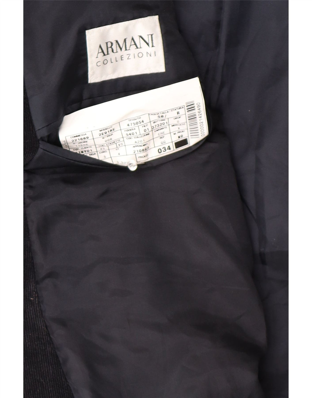Armani Collezioni Chaqueta tipo blazer de pana con 2 botones para hombre IT 58 3XL Azul marino