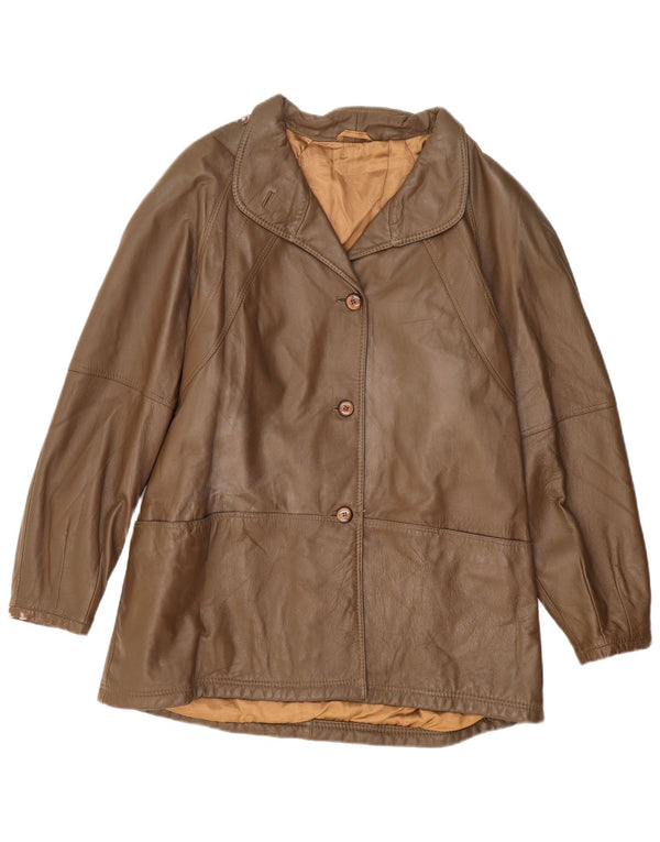 Vintage mujer chaqueta de cuero Reino Unido 16 marrón grande