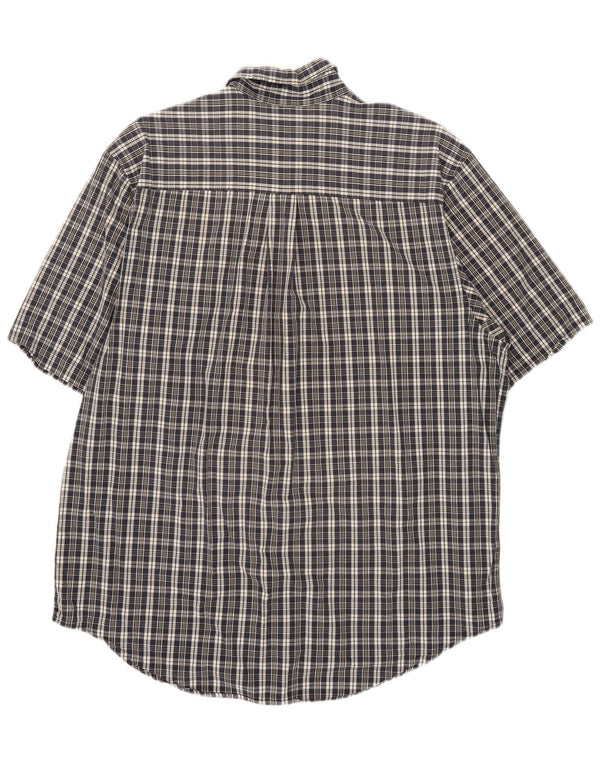 Timberland Camisa de manga corta para hombre de algodón a cuadros azul marino grande