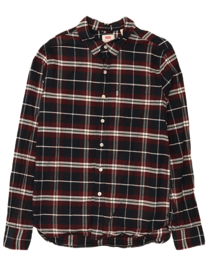 Levi's Hombre Camisa De Franela De Algodón A Cuadros Negros Pequeños