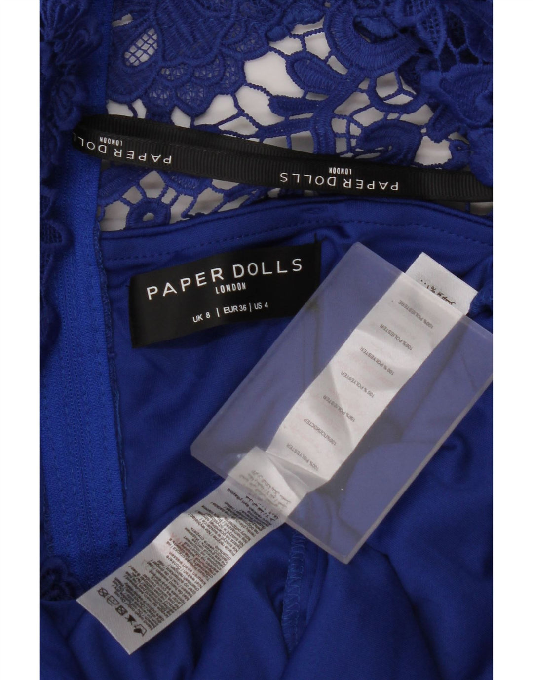 PAPER DOLLS Vestido con hombros descubiertos para mujer UK 8 Pequeño poliéster floral azul