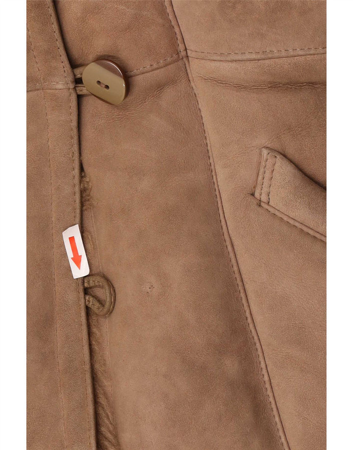 Abrigo de piel de oveja vintage para mujer IT 44 Beige medio