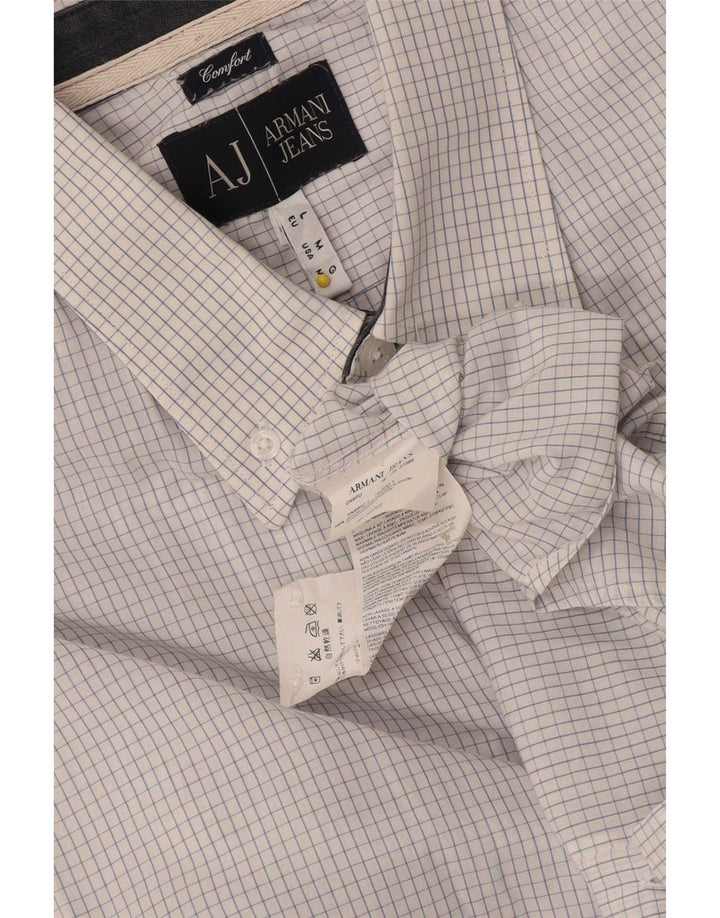 Armani Jeans Camisa Comfort Fit para hombre de algodón a cuadros blancos grandes