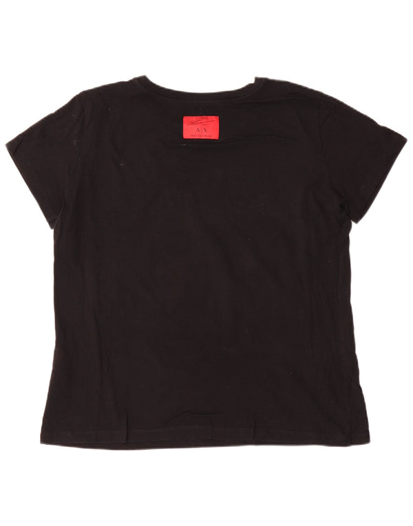 Armani Exchange Camiseta gráfica para mujer Top UK 46 Grande Algodón negro