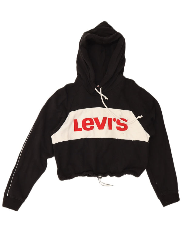 Levi's Jersey con capucha y gráfico corto para mujer UK 44 Medium Black Colourblock