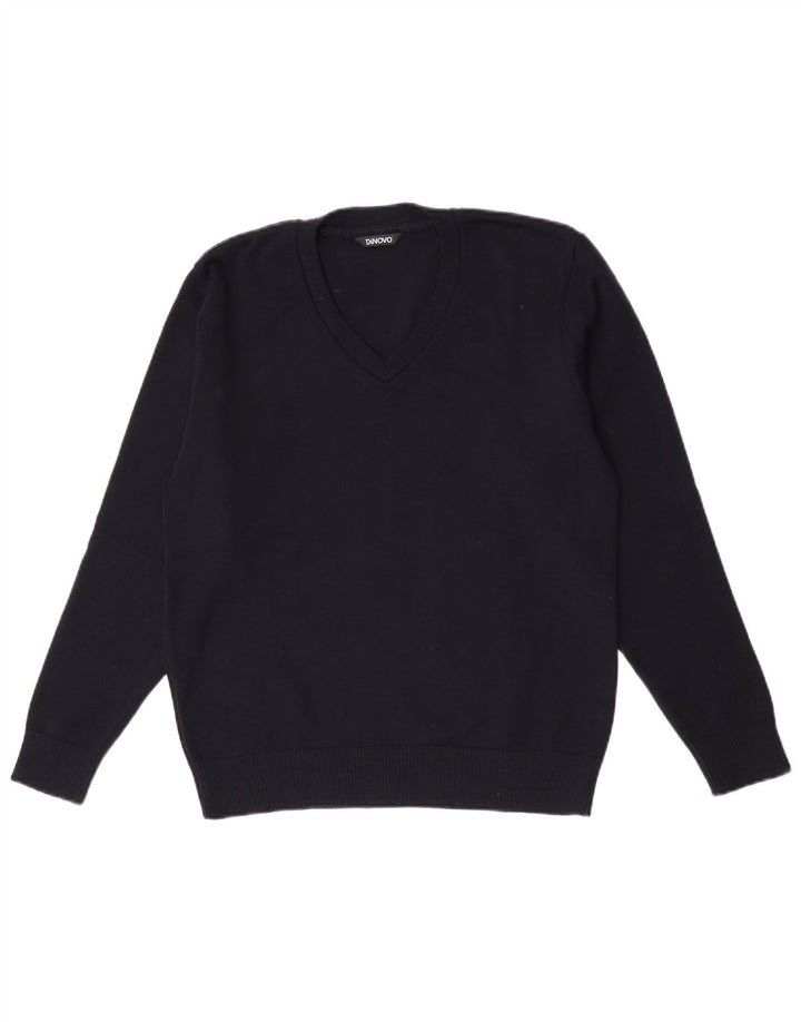 Vintage mujer V-cuello jumper suéter IT 42 azul marino medio