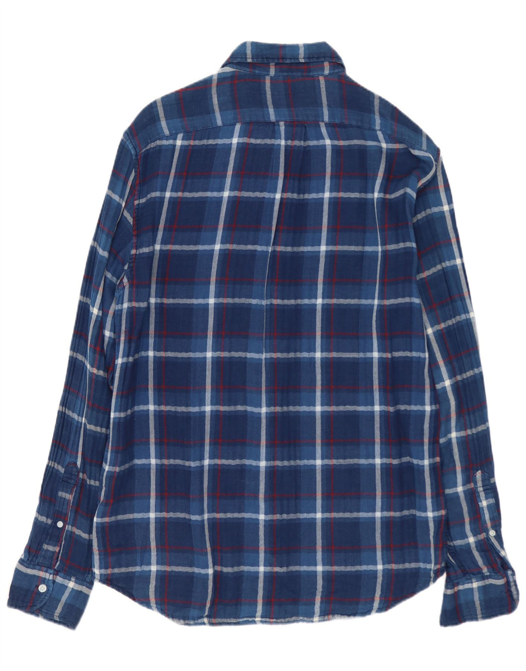 J. CREW Camisa de franela ajustada para hombre Algodón a cuadros azul medio