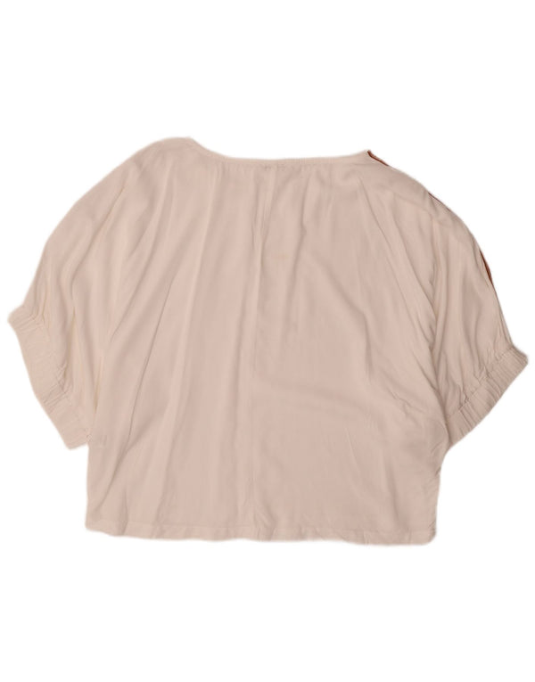 BENETTON Blusa extragrande para mujer UK 10 Small Off White Viscosa