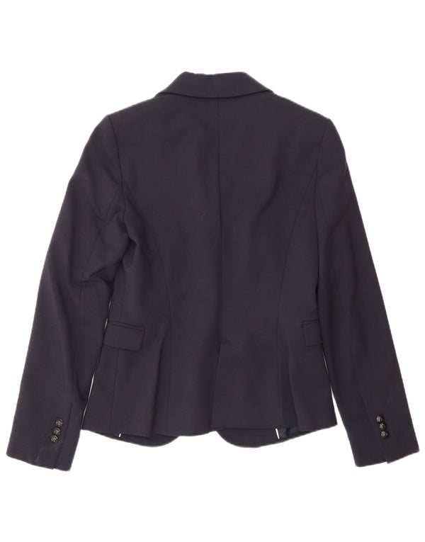 Zara Chaqueta Blazer De 1 Botón para Mujer UK 10 Small Azul Marino Algodón