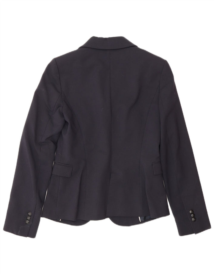 Zara Chaqueta Blazer De 1 Botón para Mujer UK 10 Small Azul Marino Algodón