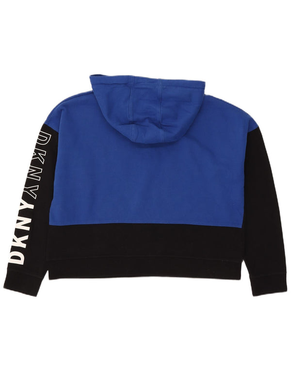 Dkny Jersey con capucha y gráfico corto para mujer UK 46 Large Blue Colourblock