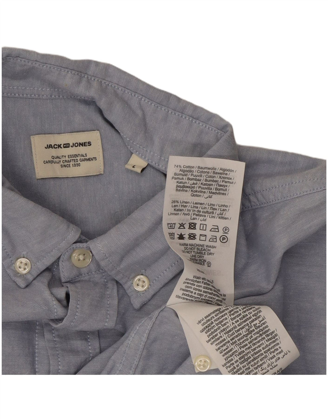 Camisa Jack & Jones Hombre Grande Algodón Moteado Azul