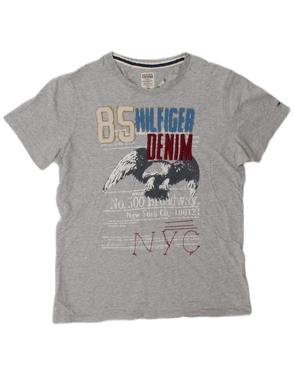Tommy Hilfiger Mens Graphic T-Shirt Top Large Grey