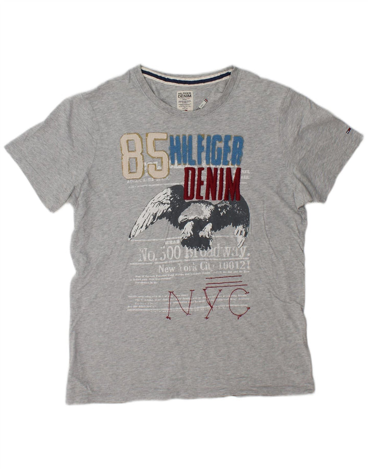 Tommy Hilfiger - Camiseta gráfica para hombre, talla grande, color gris