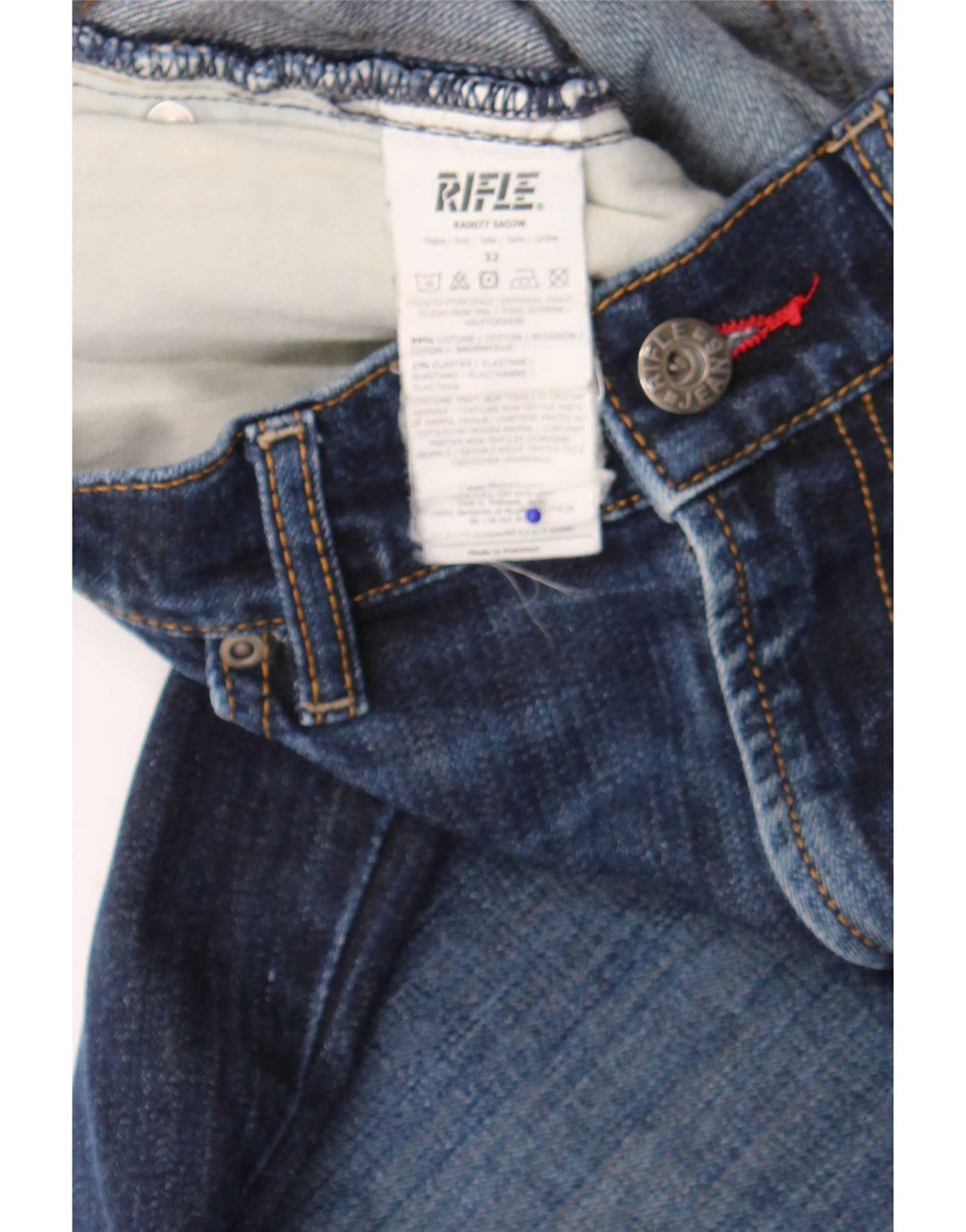 Rifle Jeans ajustados desgastados para hombre W32 L34 Algodón azul marino