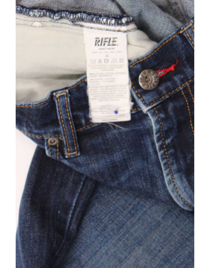 Rifle Jeans ajustados desgastados para hombre W32 L34 Algodón azul marino