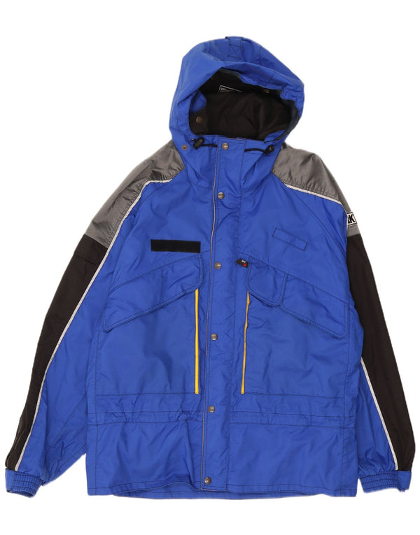 SNC Chaqueta de esquí con capucha gráfica para hombre UK 42 XL Bloque de color azul