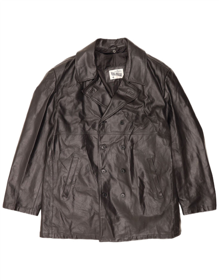 Vintage chaqueta de cuero para hombre Reino Unido 44 2XL cuero negro