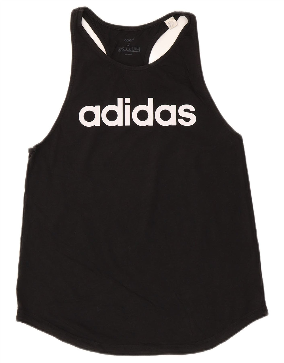 ADIDAS Camiseta sin mangas gráfica para mujer Reino Unido 12/14 Algodón negro mediano