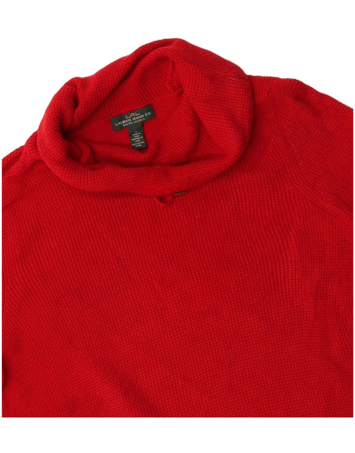 Ralph Lauren - Jersey con cuello vuelto para mujer, Reino Unido 14, algodón rojo mediano