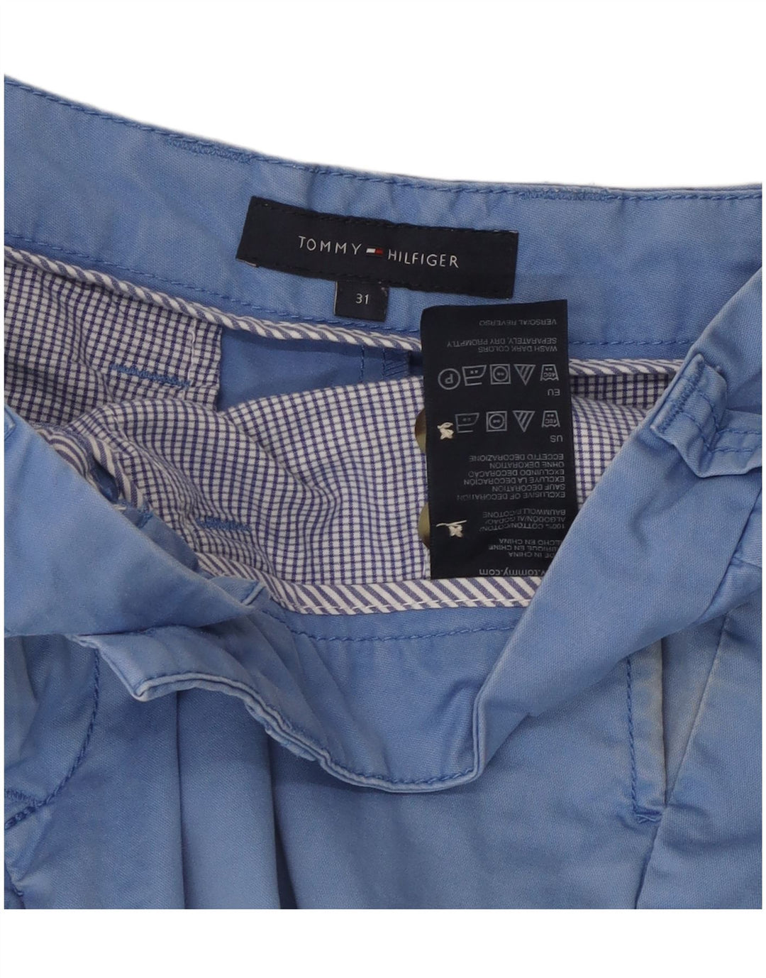 Tommy Hilfiger Pantalones cortos chinos para hombre W31 Algodón azul medio