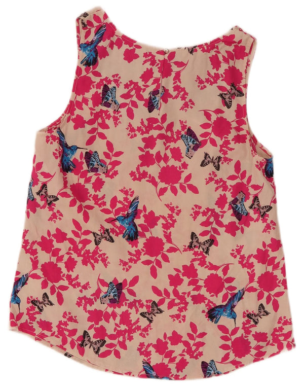 Blusa sin mangas para mujer Oasis UK 40 Small Pink Floral Butterfly