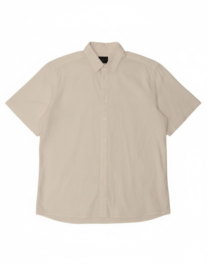 Sisley Camisa Regular Fit De Manga Corta De Lino Blanco Mediano Hombre