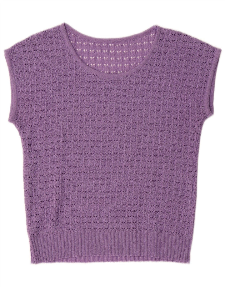 VINTAGE Chaleco de mujer Camiseta sin mangas Reino Unido 14 Púrpura medio