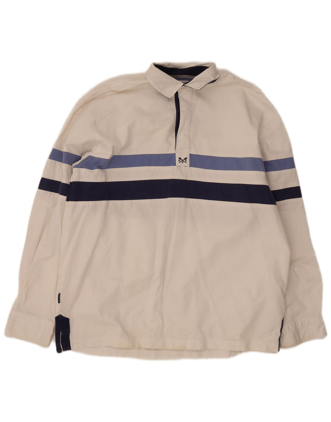 Crew Clothing Camisa tipo jersey para hombre Algodón a rayas blancas grandes