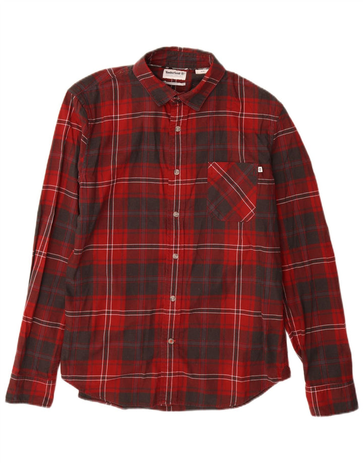 Timberland Camisa De Franela Slim Fit De Algodón A Cuadros Rojo Medio Para Hombre