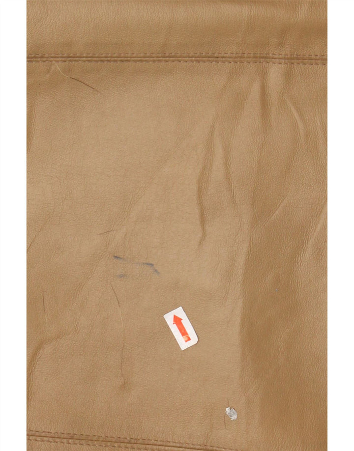 VINTAGE Abrigo de cuero con capucha de gran tamaño para mujer IT 46 Cuero marrón grande