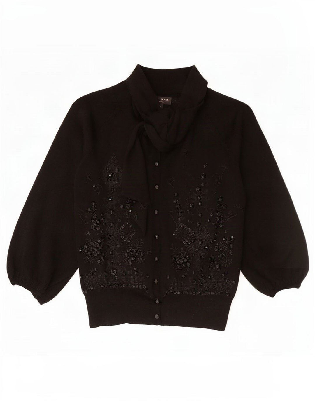 Ted Baker Cárdigan de Manga 3/4 para Mujer Talla 2 Pequeño Negro Floral