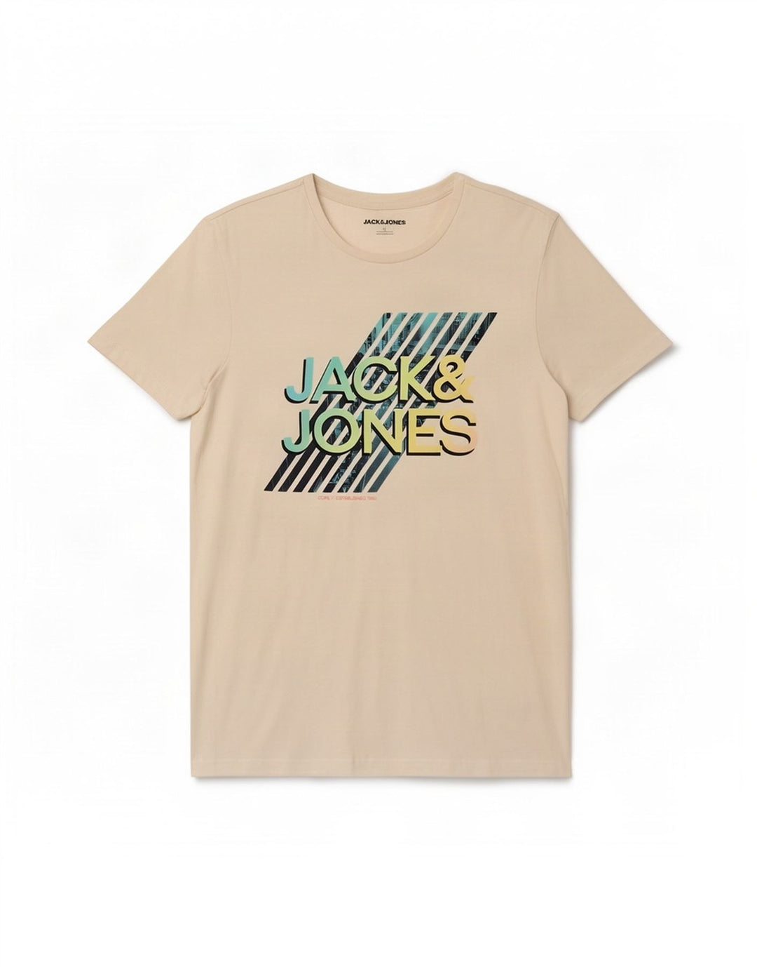Jack & Jones Hombre Camiseta Gráfica Top Medium Blanco Algodón