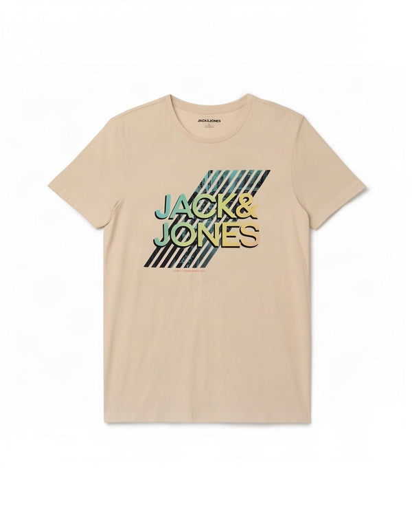 Jack & Jones Hombre Camiseta Gráfica Top Medium Blanco Algodón