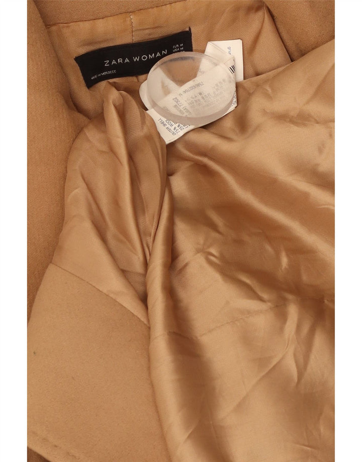 Zara Mujer Abrigo Cruzado UK 42 Lana Marrón Medio